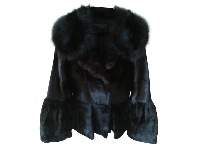 GIAMBATTISTA VALLI Brown Mink Fur Coat Silk Fox Pony hair  ref.163360