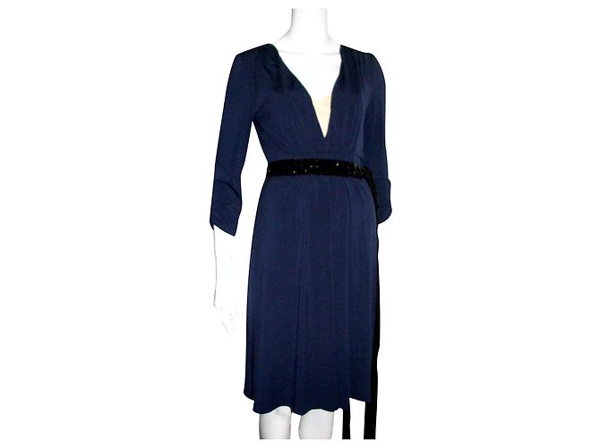 Vera Wang Kleid Königsblau V Ausschnitt Empire Taille