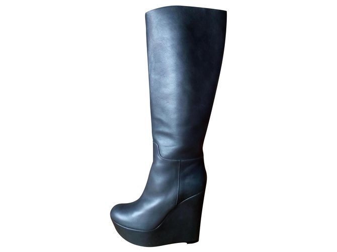 DOLCE & GABBANA Tall Boots in Leather Khaki  ref.163371