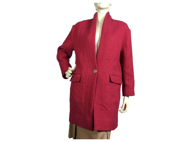 Isabel Marant Etoile Oversized coat Fuschia Cotton Polyester Wool Polyamide  ref.163404