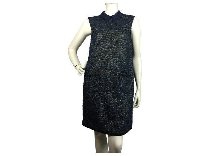 Max & Co Tweed dress Navy blue Polyester Wool Acrylic  ref.163406