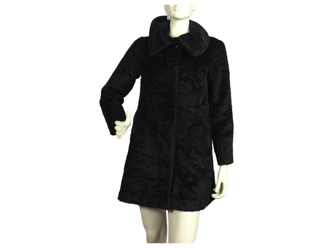 Max Mara Teddy Bear aplaca wool fur coat Black  ref.163413