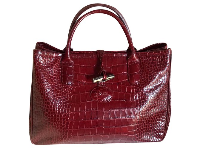 Longchamp BOLSA DE PELE DE BORDO BORDÉUS LINHA ROSEAU Bordeaux Couro  ref.163448