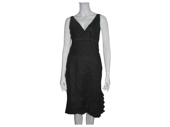 Bcbg Max Azria Vestido mezcla de lino con encaje Negro