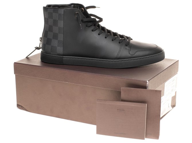 Louis Vuitton Black/Grey Damier Graphite Fabric And Leather Trim Zip Up  High Top Sneakers Size 44 Louis Vuitton