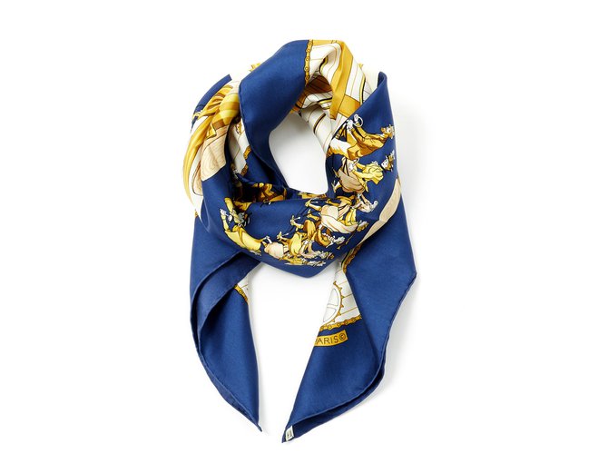 hermes scarf blue and gold