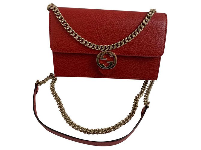 Marmont gucci Red Leather  ref.163528
