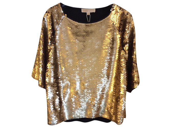 Michael Kors Gold sequin top Golden Cotton Modal  - Joli Closet