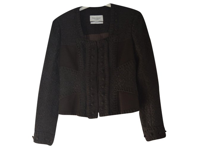 Yves Saint Laurent Wool jacket Dark brown  ref.163550