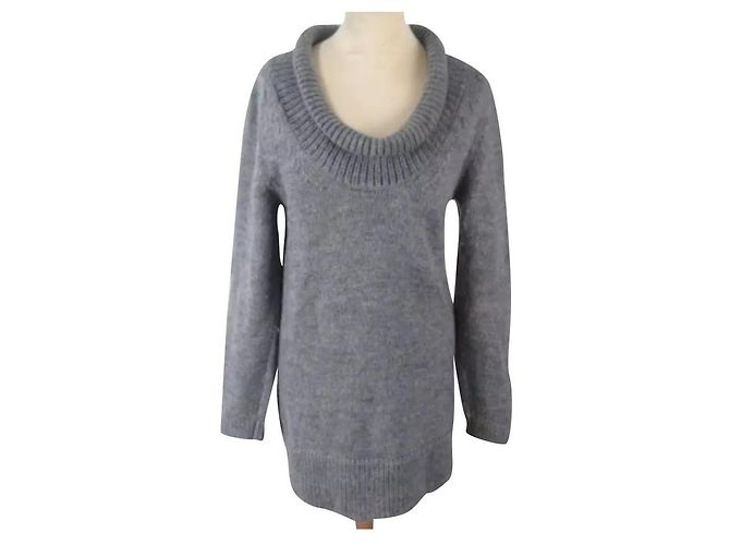Chloé Tunika-Pullover mit Rollkragen aus Wolle und Alpaka Grau