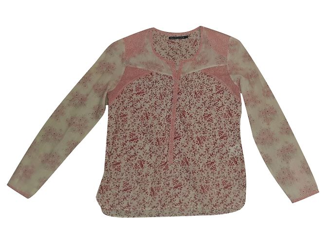 Blusa Berenice Floral de Algodón Rosa M Blanco roto