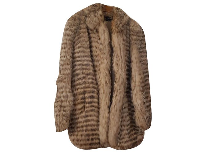 Lynx coat 3/4 Revillon Beige Cream Caramel Fur  ref.163652