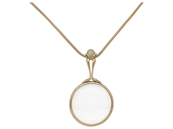 inconnue Yellow gold chain and magnifying glass, diamants.  ref.163681