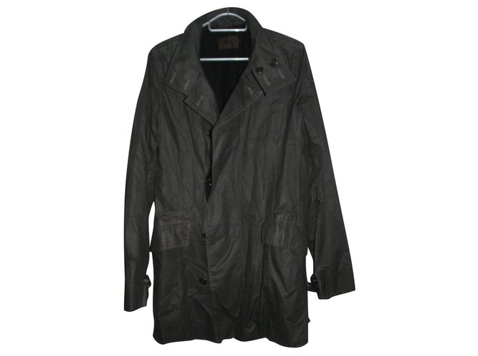 Reiss Short coat / waxed jacket Dark grey Cotton Polyester  ref.163693
