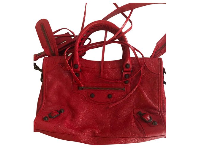 Balenciaga City Bag Classic rouge TANGO Red Lambskin ref.163702 - Joli  Closet