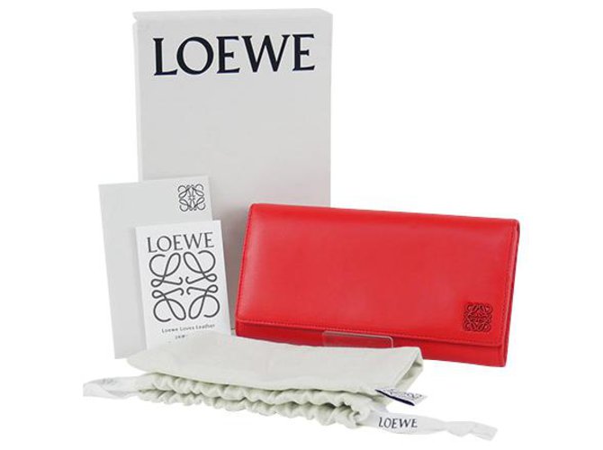 Loewe Wallet Cuir Rouge  ref.163732