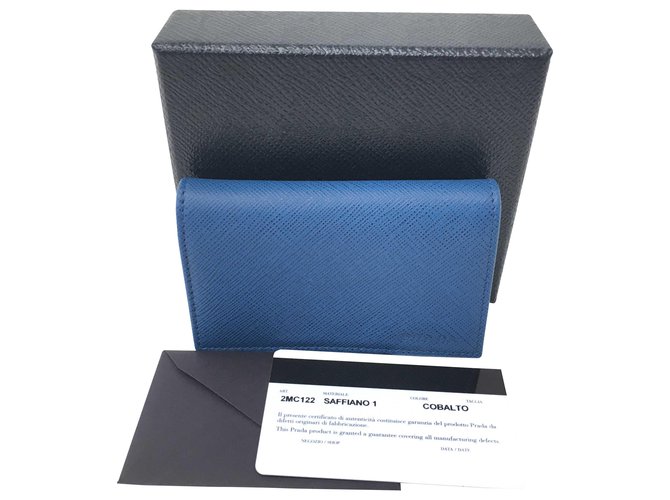 PRADA Brieftasche Blau Leder  ref.163735