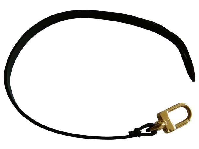 LOUIS VUITTON Charm for bags and keys Black Golden Leather Metal  ref.163792