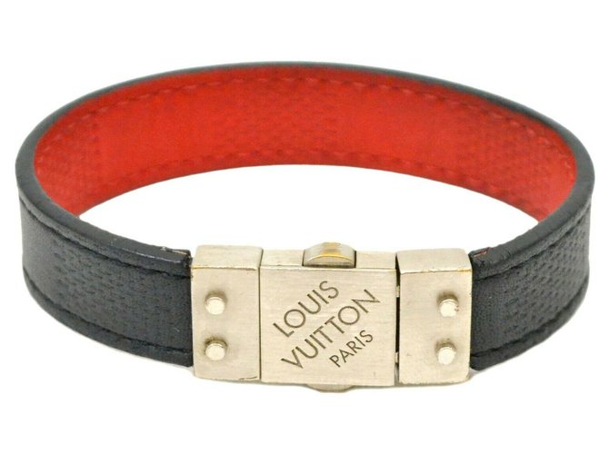 Louis Vuitton Damier Infini Bracelet Check It Bangle Black Leather  ref.163805