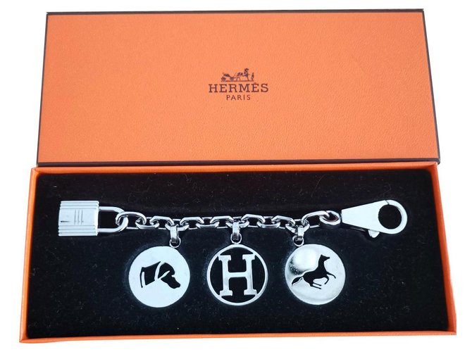 Hermès Hermes Palladium Breloque bag charm MINT Silvery Metal  ref.163809