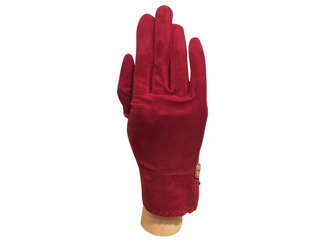 Chanel Gloves Red Deerskin  ref.163818