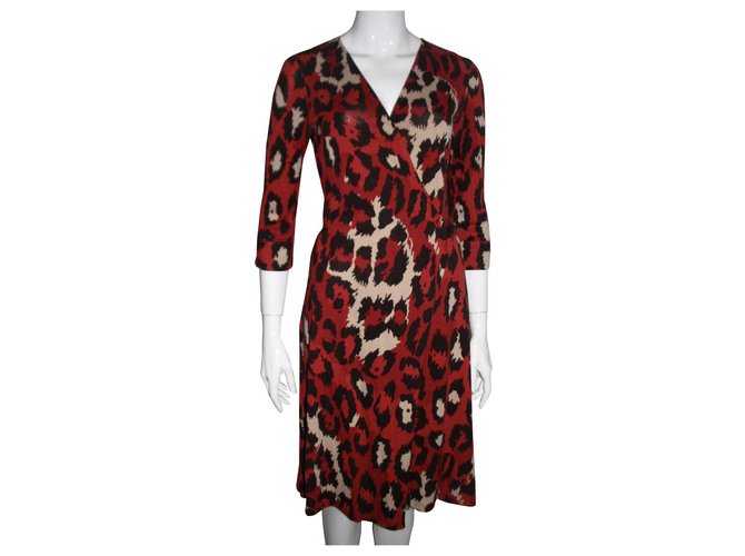 Red Diane Von Furstenberg Leopard Print Dress Diane Von