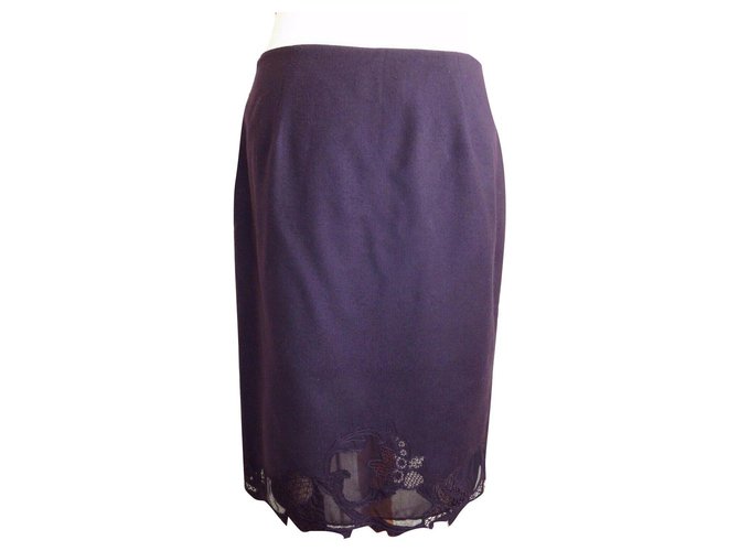 Miss Valentino falda de lana y encaje Púrpura  ref.163846