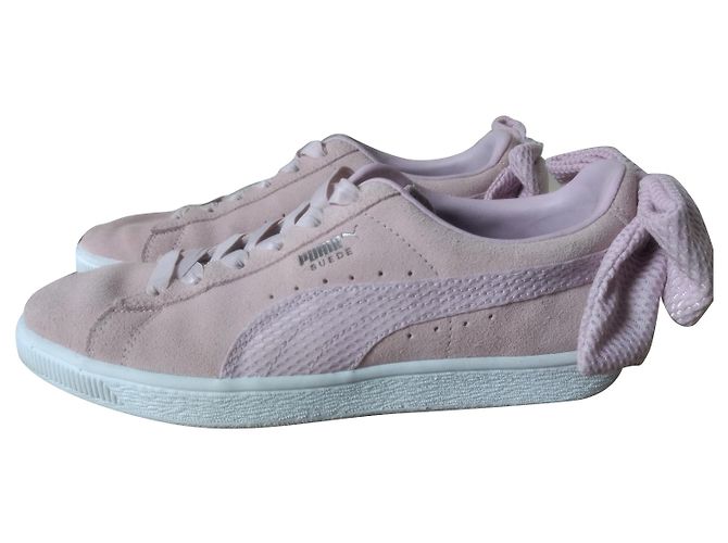 Puma suede bow light pink