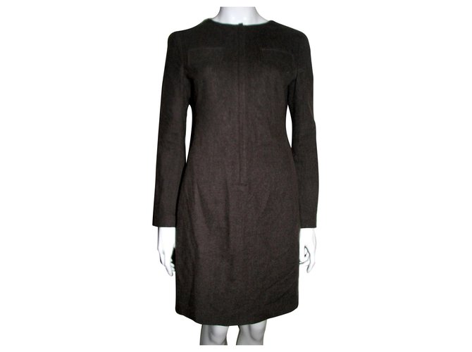 Jil Sander Wool blend dress Brown Polyester  ref.163941