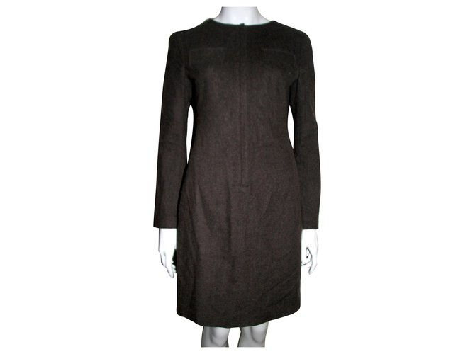 Jil Sander Kleid aus Wollgemisch Braun Polyester Wolle  ref.163941