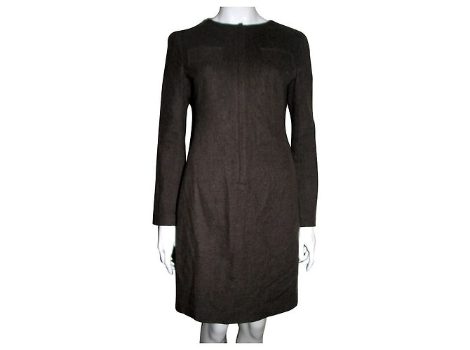 Jil Sander Wollmischkleid in Braun