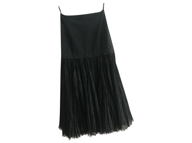Céline Skirts Black Polyester Linen  ref.164041