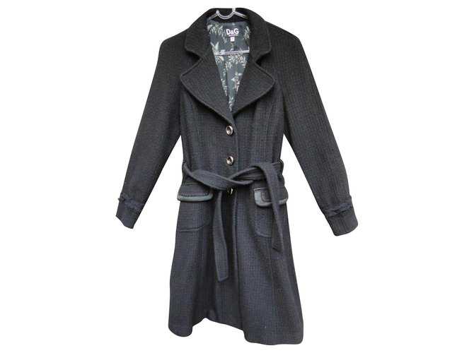 Dolce & Gabbana coat size 40 Black Polyester Wool Viscose  ref.164049