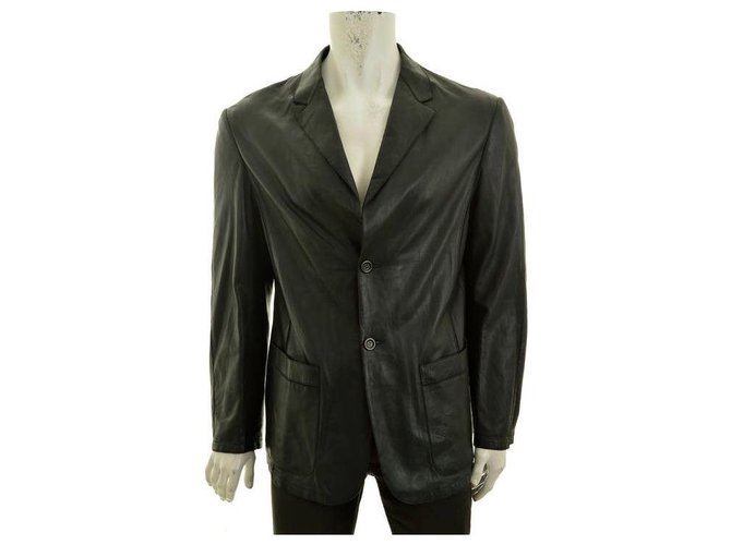 ARMANI Collezioni by Giorgio Armani black lamb leather elegant jacket  Lambskin  - Joli Closet