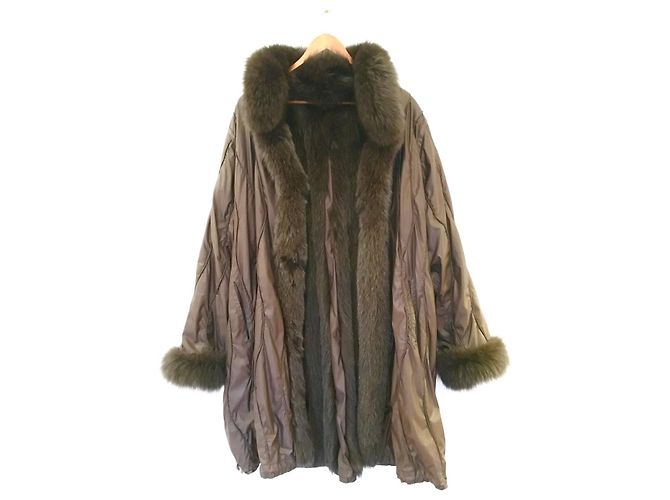 Autre Marque Abrigo reversible Diego M Saga Fur Blue Fox Marrón Marrón oscuro