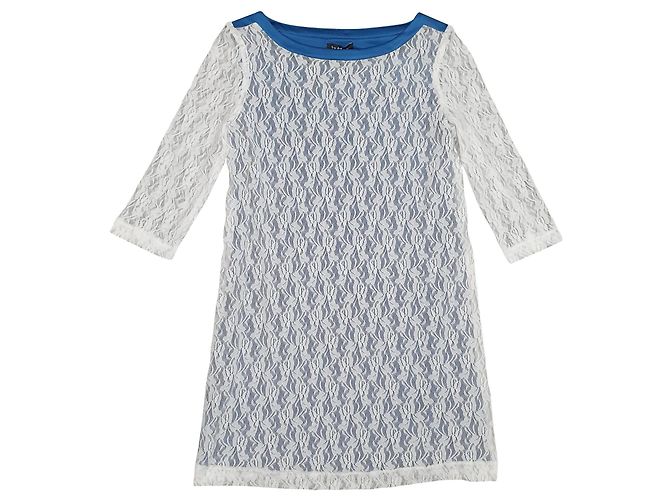 Vestido de renda branco e azul Byblos