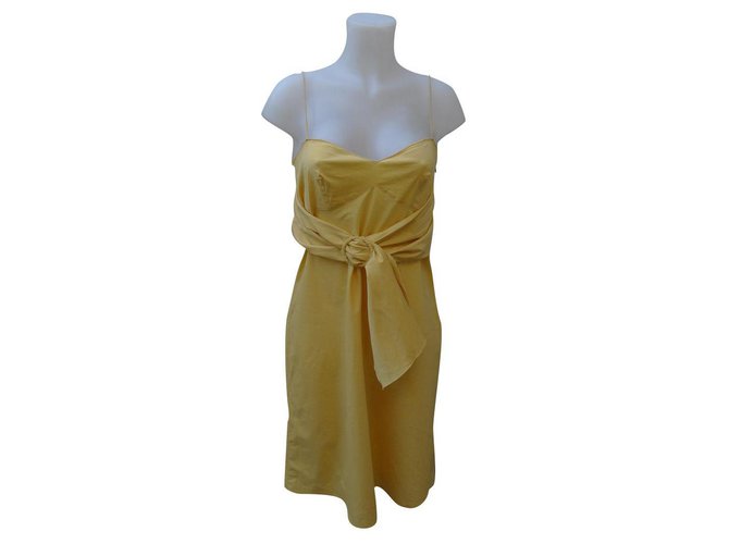 Prada Dresses Yellow Cotton Elastane Polyamide  ref.164088