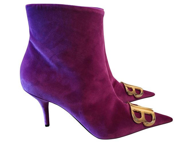 BB Balenciaga boots Purple Velvet  ref.164140