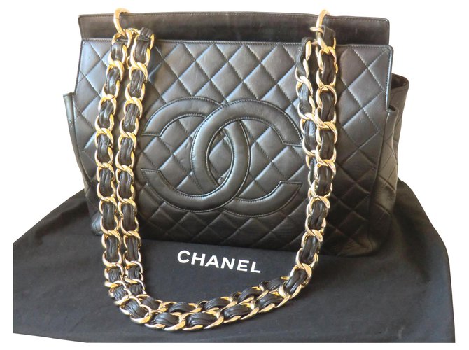 Timeless Chanel vintage tote bag Black Leather  ref.164142