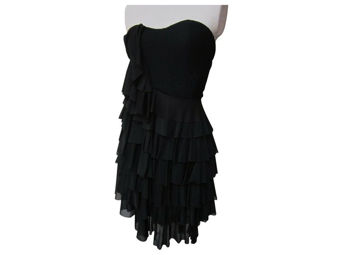 Acne Ruffled corset dress Black Polyester Elastane Acetate  ref.164168
