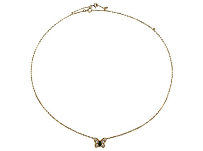 Collar Van Cleef & Arpels, mariposa, oro amarillo esmeralda y diamantes.  ref.164236