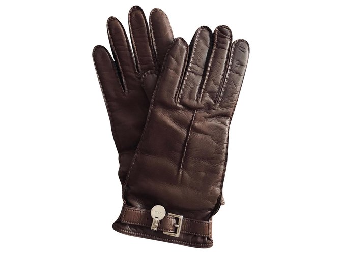 Prada Nappa leather gloves Brown  ref.164269