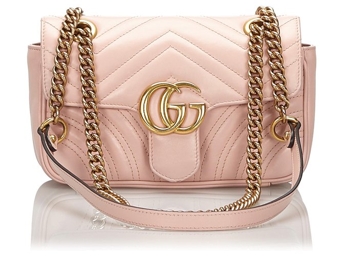 Gucci Rosa gesteppte Leder Marmont Umhängetasche Pink  ref.164360