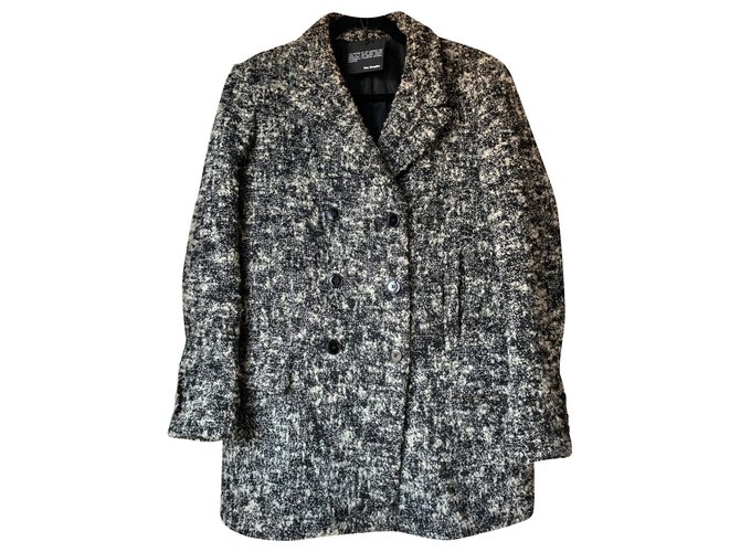 The Kooples Coats, Outerwear Black White Grey Tweed  ref.164408