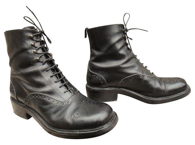 Botines Sartore de piel negra talla 36,5 Negro