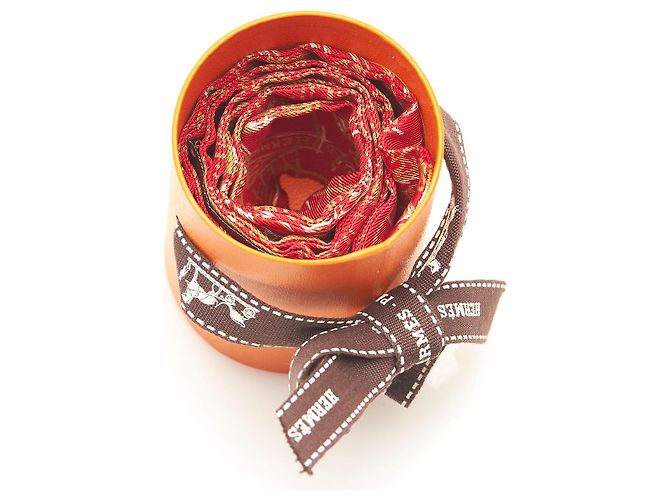 Hermès Hermes Laire de Ginza Lenço de seda Twilly Vermelho Multicor