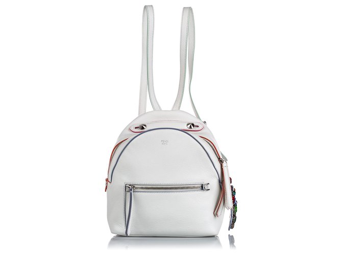 Fendi White Mini By The Way Backpack Multiple colors Leather  ref.164460