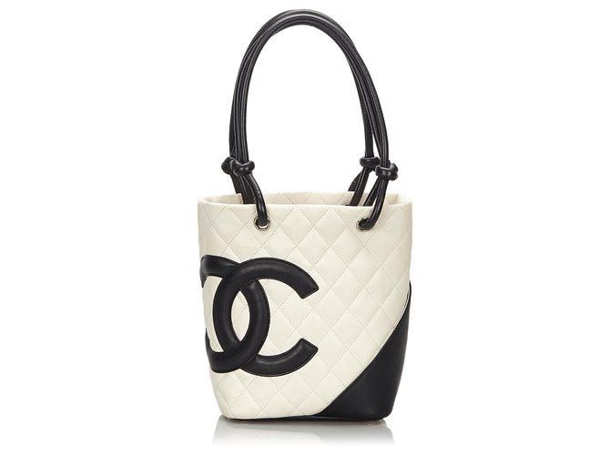 Chanel White/Black Quilted Leather Small Cambon Ligne Tote Chanel