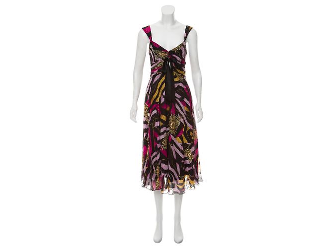 Diane Von Furstenberg Vintage Mikahil Seidenkleid Schwarz Mehrfarben