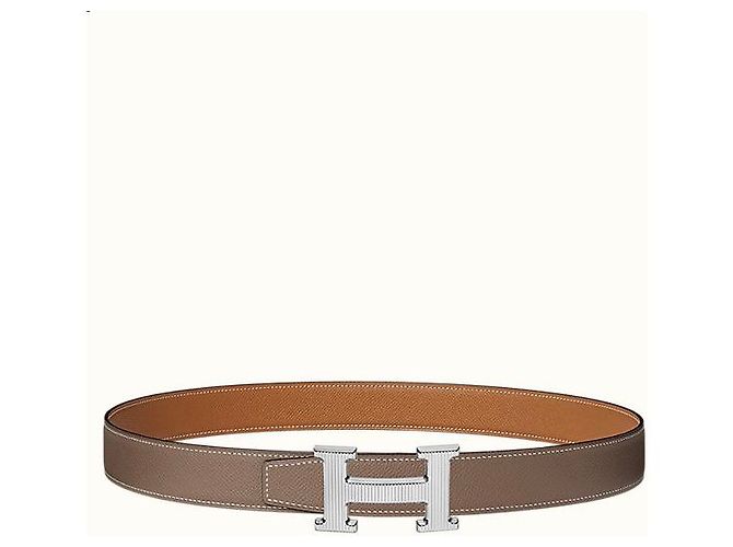 Hermès Reversible H belt Taupe Cognac